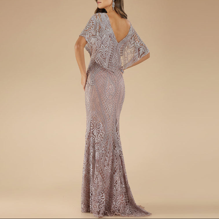Lara 29673 - Cape Sleeve Mermaid Gown